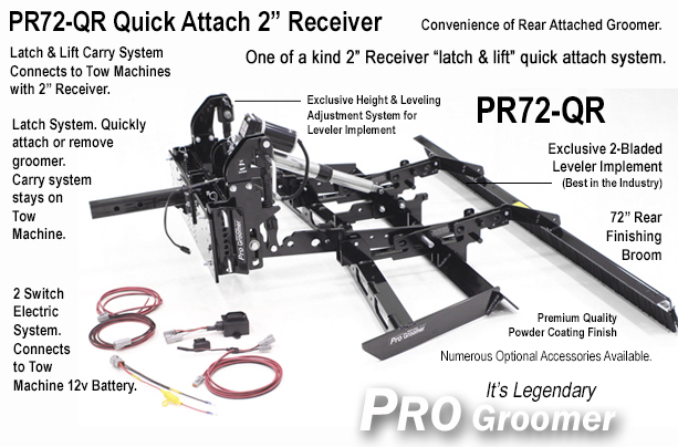 PR72-QR Pro Infield Groomer, 2 inch Receiver Quick Attach